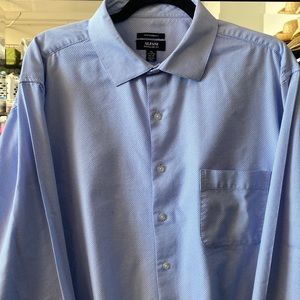 Alfani Mens collared button up shirt, blue and white